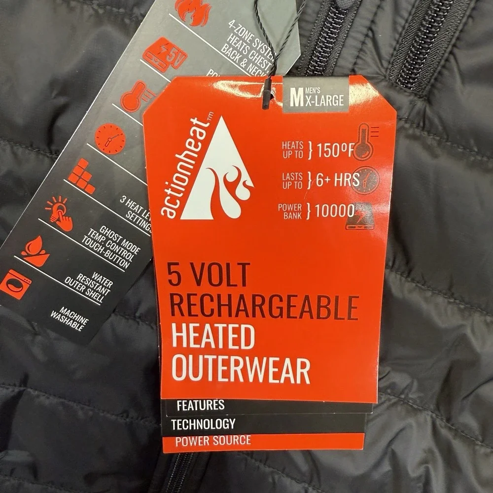 ActionHeat Iowa Hawkeyes Heated Insulated Puffer Jacket Mens XL Black W/ Battery